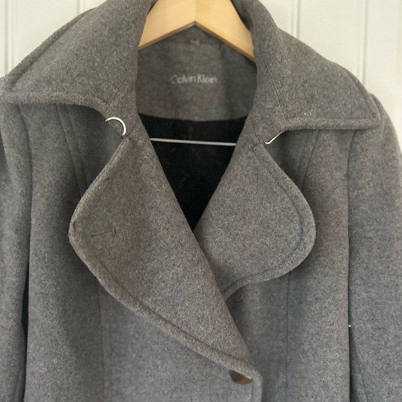 Calvin Klein Women's Charcoal Pea Coat - Picture 4 of 5
